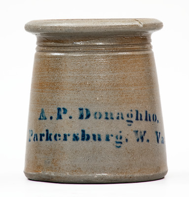Rare A. P. DONAGHHO / PARKERSBURG, W. VA / 1876 Stoneware