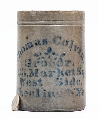 Wheeling, W. VA Stoneware Stenciled Canning Jar