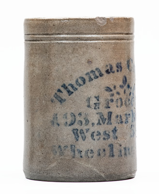 Wheeling, W. VA Stoneware Stenciled Canning Jar