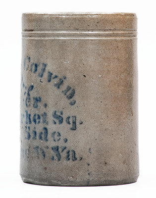 Wheeling, W. VA Stoneware Stenciled Canning Jar