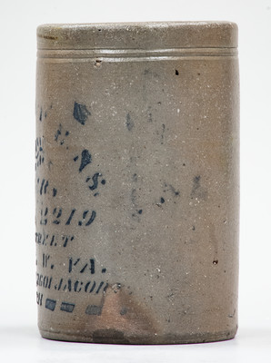 Wheeling, W. VA Stoneware Stenciled Canning Jar w/ Elaborate Advertising