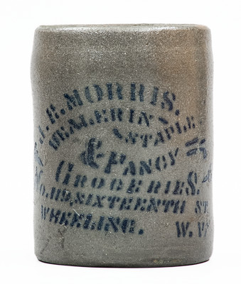 Wheeling, W. VA Stoneware Stenciled Advertising Canning Jar