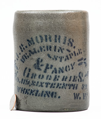 Wheeling, W. VA Stoneware Stenciled Advertising Canning Jar