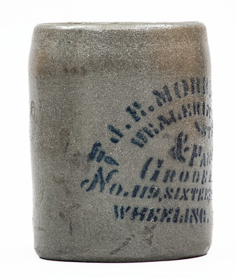 Wheeling, W. VA Stoneware Stenciled Advertising Canning Jar