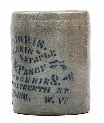 Wheeling, W. VA Stoneware Stenciled Advertising Canning Jar