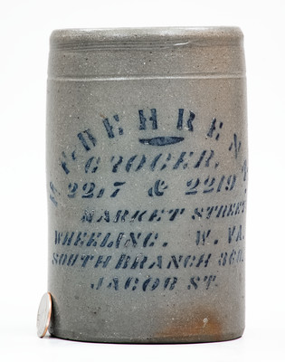 Wheeling, W. VA Stoneware Advertising Canning Jar