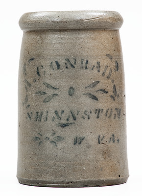 A. CONRAD / SHINNSTON, W. VA  Stenciled Stoneware Jar