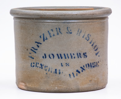 Rare FRAZER & BISHOP (Martinsburg, WV) Stoneware Stenciled Advertising Crock