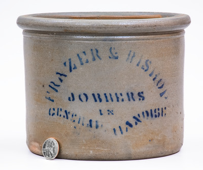 Rare FRAZER & BISHOP (Martinsburg, WV) Stoneware Stenciled Advertising Crock