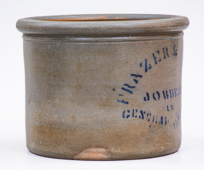 Rare FRAZER & BISHOP (Martinsburg, WV) Stoneware Stenciled Advertising Crock