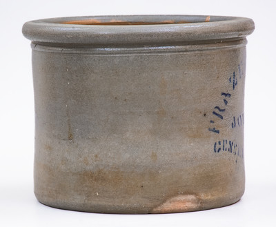 Rare FRAZER & BISHOP (Martinsburg, WV) Stoneware Stenciled Advertising Crock