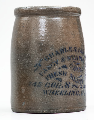 Wheeling, W. VA Stenciled Stoneware Advertising Canning Jar