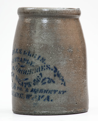 Wheeling, W. VA Stenciled Stoneware Advertising Canning Jar