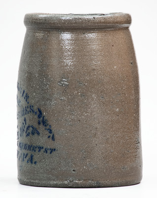 Wheeling, W. VA Stenciled Stoneware Advertising Canning Jar
