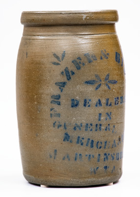 MARTINSBURG, WV Stoneware Stenciled Advertising Jar