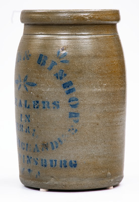 MARTINSBURG, WV Stoneware Stenciled Advertising Jar