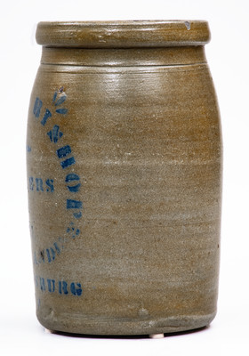 MARTINSBURG, WV Stoneware Stenciled Advertising Jar