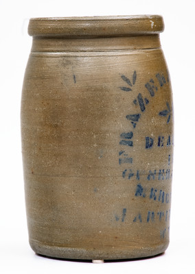 MARTINSBURG, WV Stoneware Stenciled Advertising Jar