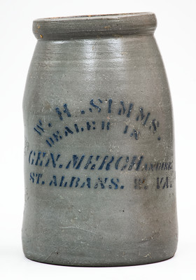 Very Rare ST. ALBANS, W. VA Stoneware Stenciled Canning Jar
