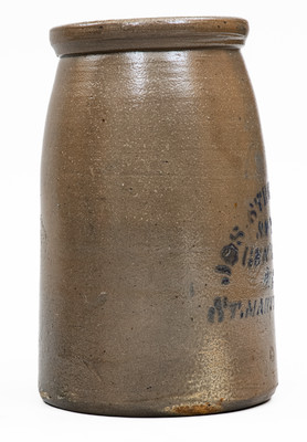 Very Rare ST. MARYS, W. VA Stoneware Stenciled Canning Jar