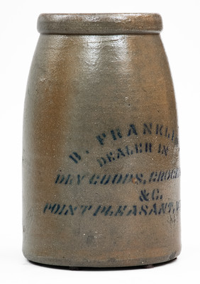 Very Rare POINT PLEASANT, W. VA Stoneware Stenciled Canning Jar