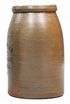 Very Rare A. J. STEPHENS / STEVENS P.O. / MASON CO., W. VA Stoneware Stenciled Canning Jar