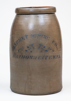 Very Rare MARMET MINING CO. / RAYMOND CITY, W. VA Stoneware Stenciled Canning Jar