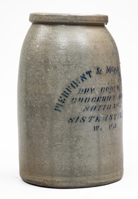 Rare SISTERSVILLE, W. VA Stoneware Advertising Canning Jar