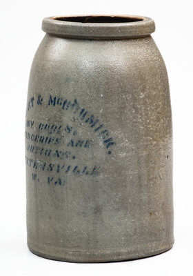 Rare SISTERSVILLE, W. VA Stoneware Advertising Canning Jar
