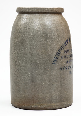 Rare SISTERSVILLE, W. VA Stoneware Advertising Canning Jar