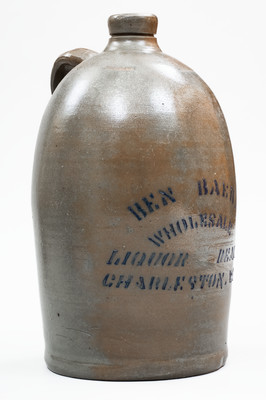 1 Gal. BEN BAER / CHARLESTON, W. VA Stoneware Stenciled Advertising Jug