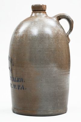 1 Gal. BEN BAER / CHARLESTON, W. VA Stoneware Stenciled Advertising Jug
