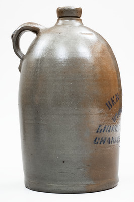1 Gal. BEN BAER / CHARLESTON, W. VA Stoneware Stenciled Advertising Jug