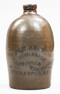 1/2 Gal. BEN BAER / CHARLESTON, W. VA Stoneware Stenciled Advertising Jug