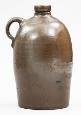 1/2 Gal. BEN BAER / CHARLESTON, W. VA Stoneware Stenciled Advertising Jug