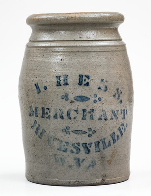 Very Rare RIVESVILLE, W. VA Stoneware Stenciled Advertising Jar