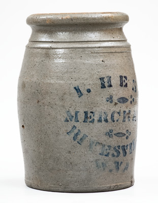 Very Rare RIVESVILLE, W. VA Stoneware Stenciled Advertising Jar