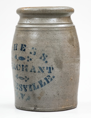 Very Rare RIVESVILLE, W. VA Stoneware Stenciled Advertising Jar