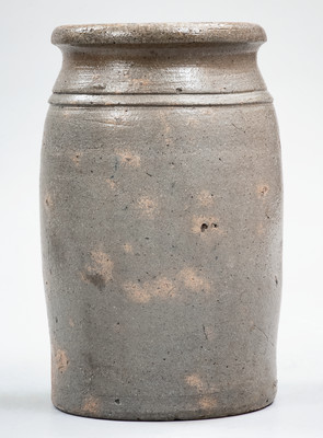 Exceptional RIEVSVILLE, W. VA Misspelled Stoneware Stenciled Advertising Jar