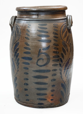 Rare 5 Gal. Shinnston, WV Stoneware Jar w/ Profuse Freehand Decoration