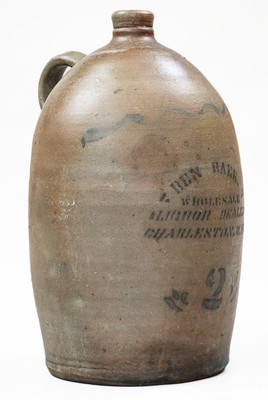 2 Gal. BEN BAER / CHARLESTON, W. VA Stoneware Stenciled Advertising Jug