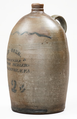 2 Gal. BEN BAER / CHARLESTON, W. VA Stoneware Stenciled Advertising Jug