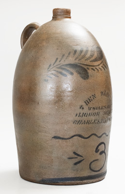 3 Gal. BEN BAER / CHARLESTON, W. VA Stoneware Stenciled Advertising Jug