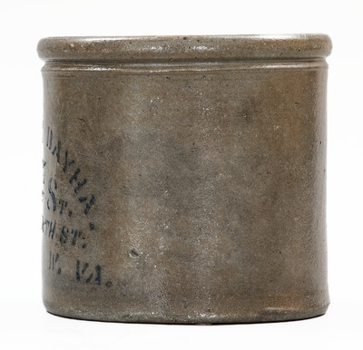 Small WHEELING, W. VA Stenciled Stoneware Advertising Butter Crock