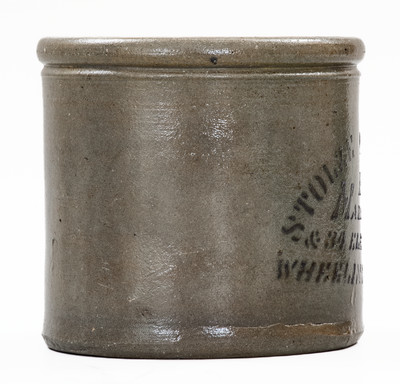 Small WHEELING, W. VA Stenciled Stoneware Advertising Butter Crock