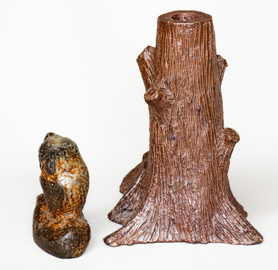 Lot of Two: Owl-Themed Sewer Tile Pieces, probably Ohio