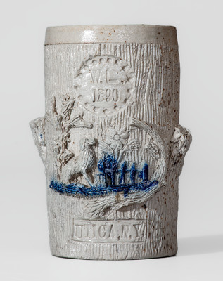 Exceptional Stoneware Presentation Mug w/ Applied Dog Scene, 