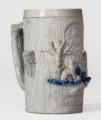 Exceptional Stoneware Presentation Mug w/ Applied Dog Scene, 