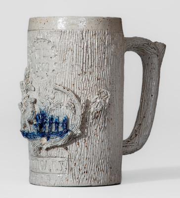 Exceptional Stoneware Presentation Mug w/ Applied Dog Scene, 