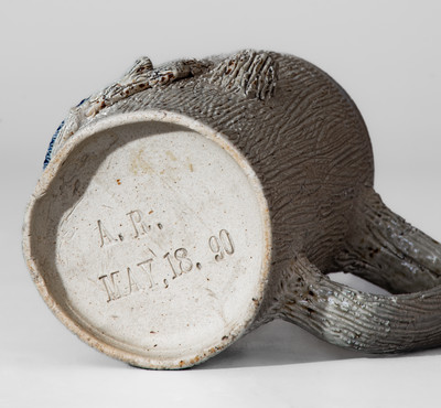 Exceptional Stoneware Presentation Mug w/ Applied Dog Scene, 